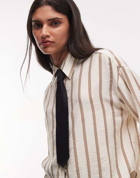 ASOS DESIGN shirt with tie in stripe - view 1