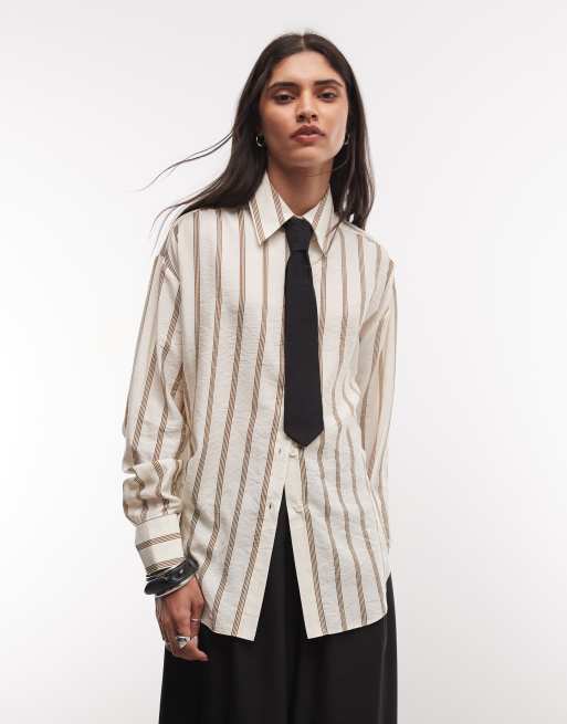 ASOS DESIGN shirt with tie in stripe, 3 of 4