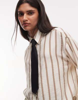 Asos Design Shirt With Tie In Multi