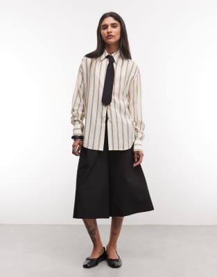 Asos Design Shirt With Tie In Multi