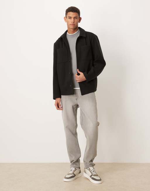 ASOS DESIGN - Shirtjack met wollook in zwart, 2 van 5