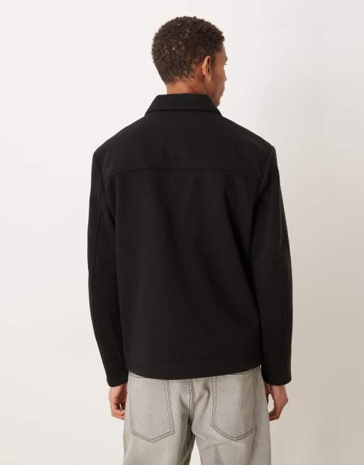ASOS DESIGN - Shirtjack met wollook in zwart, 3 van 5