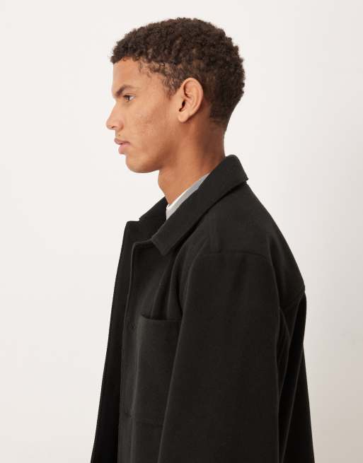 ASOS DESIGN - Shirtjack met wollook in zwart, 4 van 5