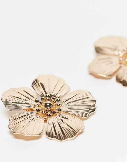 ASOS DESIGN shoe clips with metal flower design in gold tone