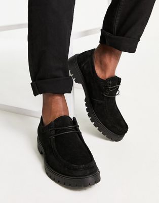 ASOS DESIGN shoes in black suede with apron seam detail