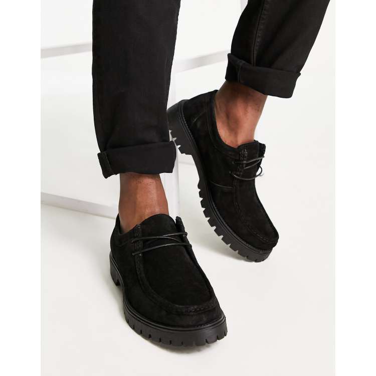 ASOS DESIGN shoes in black suede with apron seam detail