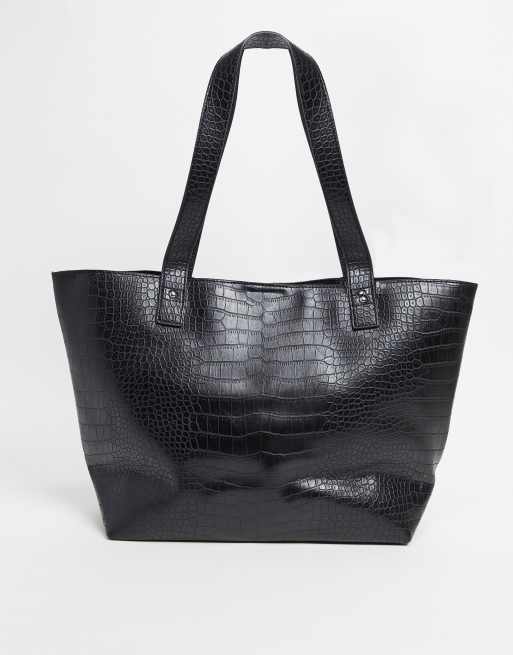ASOS DESIGN - Shopper in imitatiekrokodillenleer