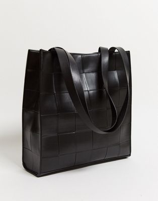 ASOS DESIGN – Shopper-Tasche in Schwarz gewebt