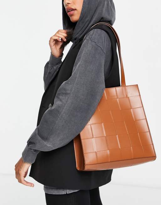 ASOS DESIGN - Shopper van lichtbruin geweven stof