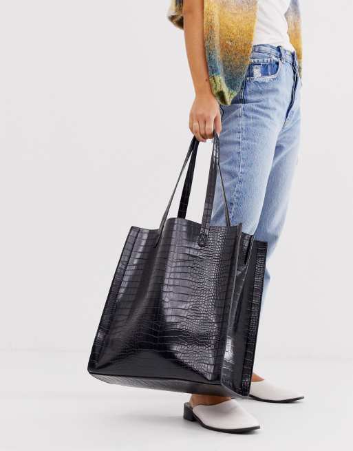ASOS DESIGN - Shoppertaske i krokodillemønster med lomme til bærbar PC, 4 af 4