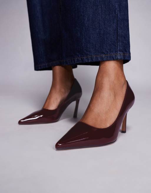 ASOS DESIGN – Shore – Ciemnoczerwone czółenka na średnim obcasie, 3 z 4