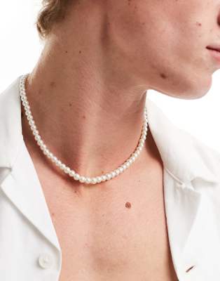 ASOS DESIGN short 6mm glass faux pearl necklace in white - ASOS Price Checker