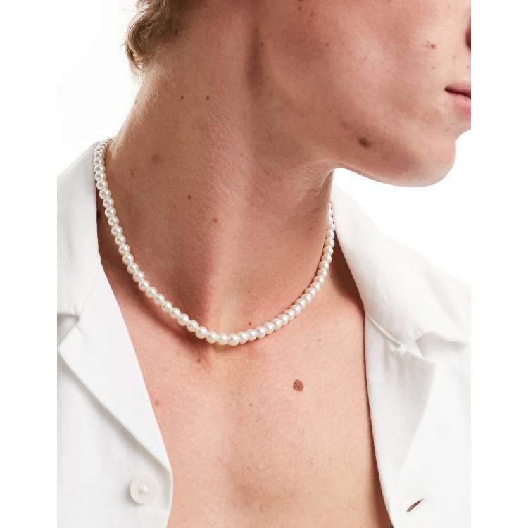 Classic Pearl Necklace, 6mm Dia, Faux Pearls