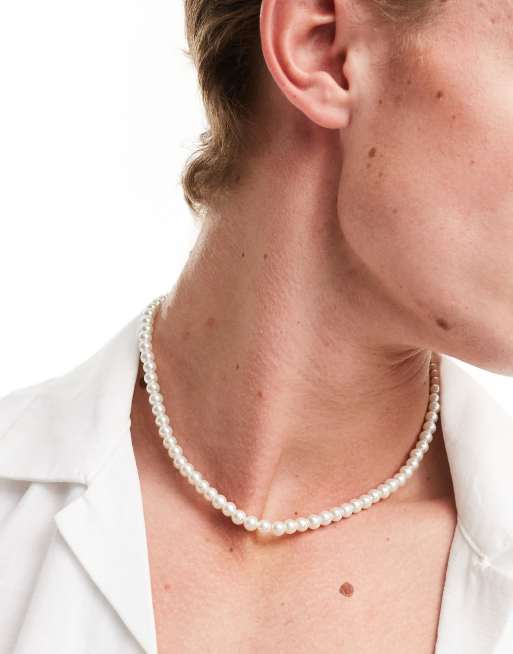 Classic Pearl Necklace, 6mm Dia, Faux Pearls