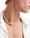 [ASOS DESIGN] ASOS DESIGN short 6mm glass faux pearl necklace in white No Size WHITE