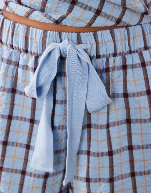 ASOS DESIGN - Short à carreaux avec poches et lien noué à la taille - Bleu, 4 de 5
