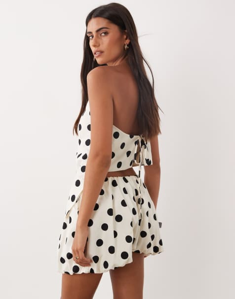 ASOS DESIGN short à ourlet boule et liens sur les côtés à pois, ensemble 2 pièces - view 1