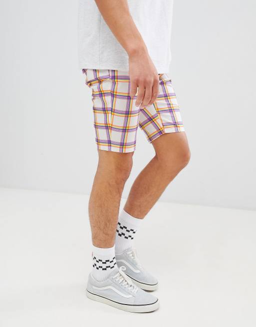 ASOS DESIGN - Short ajusté à carreaux arc-en-ciel, 4 de 4