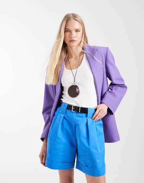 ASOS DESIGN - Short ajusté à revers et ceinture - Bleu vif - view 1