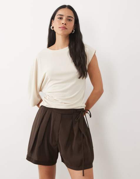 ASOS DESIGN short ajusté avec détail à nouer en chocolat - view 1