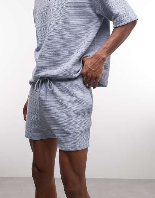 ASOS DESIGN - Short ajusté en jersey texturé effet hachuré - Bleu clair, 5 de 5