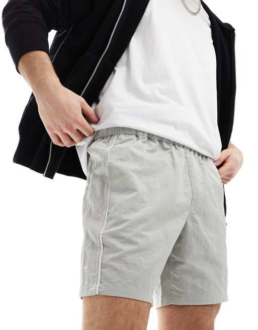 ASOS DESIGN - Short ajusté en nylon à liseré - Taupe