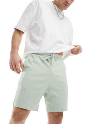 ASOS DESIGN - Short ajusté en tissu gaufré - Vert clair