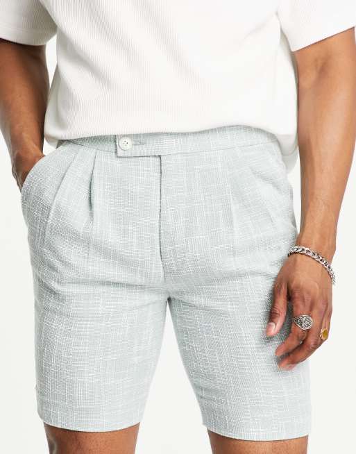 ASOS DESIGN - Short ajusté habillé en coton mélangé tissé - Vert pastel
