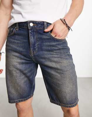 ASOS DESIGN slim mid length denim shorts in y2k wash - ASOS Price Checker