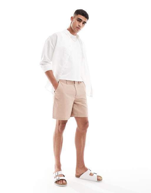 ASOS DESIGN - Short ample en lin - Marron