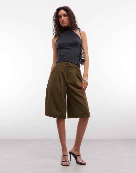 ASOS DESIGN short bermuda ajusté en sergé fluide olive - view 1
