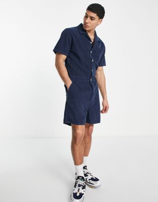 ASOS DESIGN short boilersuit in navy corduroy  - ASOS Price Checker