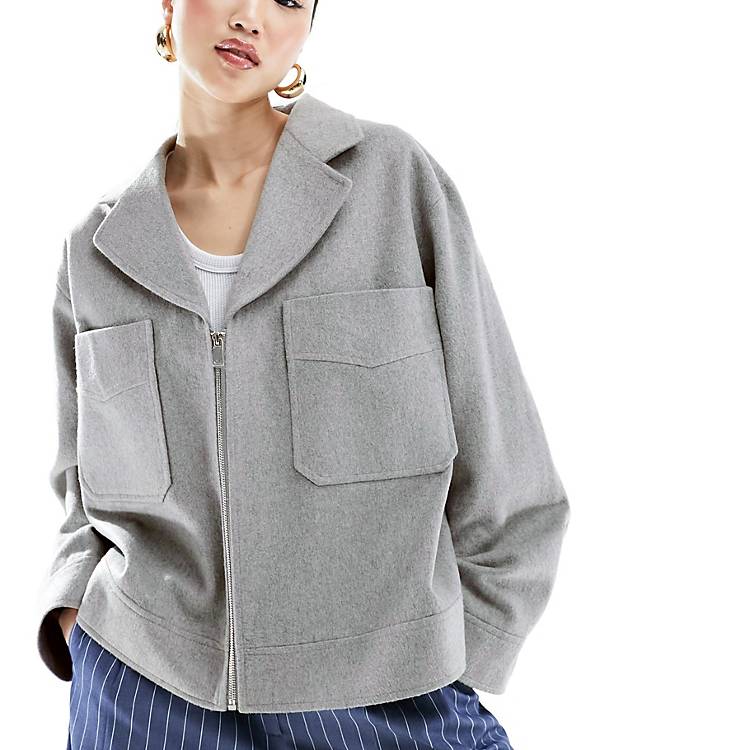 ASOS DESIGN short brushed jacket in grey