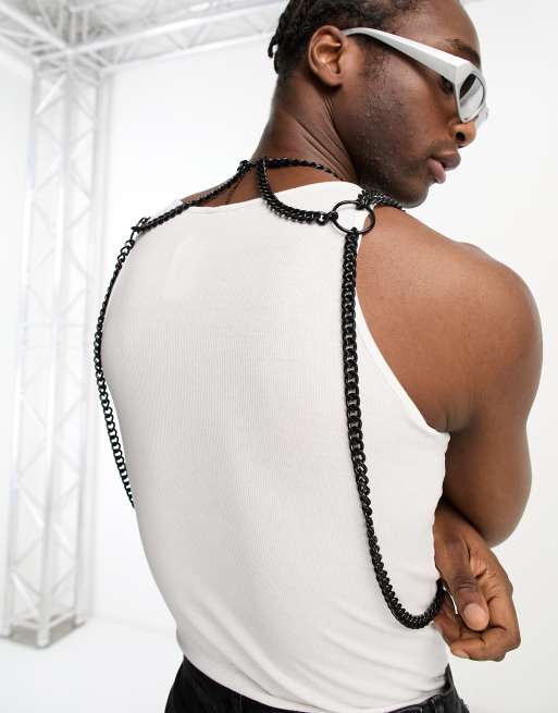 ASOS DESIGN body harness with cowl neck in chainmail design