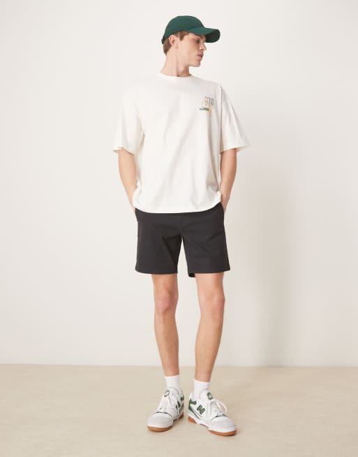 ASOS DESIGN - Short chino ajusté mi-long - Noir 