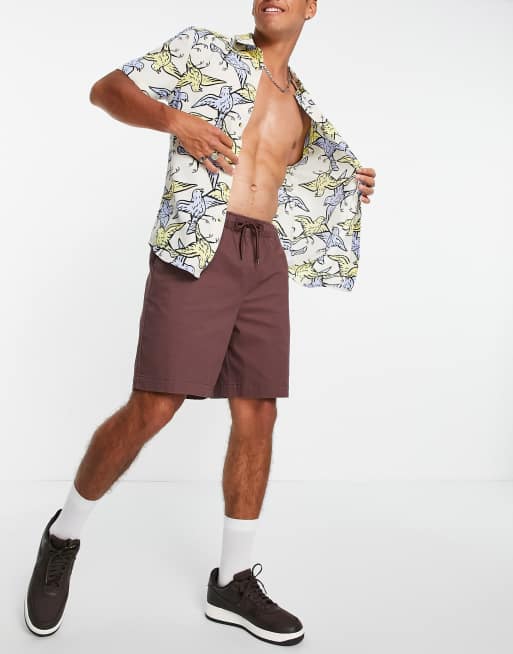 ASOS DESIGN - Short chino coupe carrée - Marron foncé