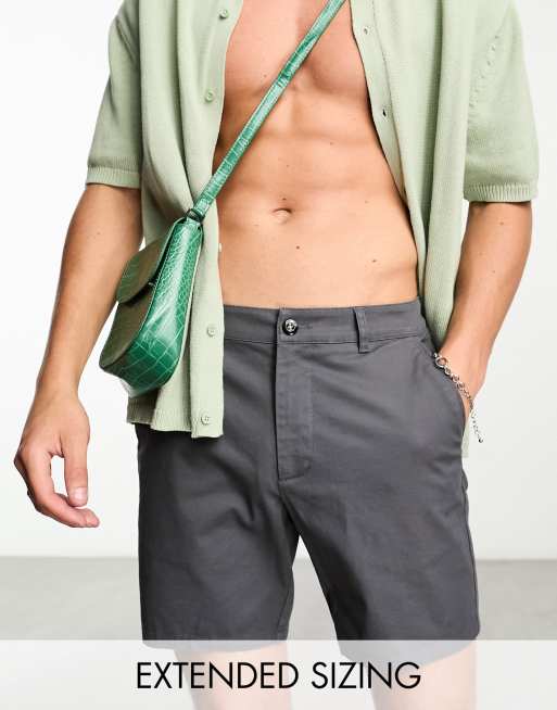 ASOS DESIGN - Short chino mi-long slim - Anthracite