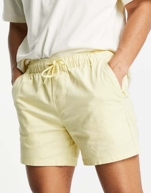 ASOS DESIGN - Short chino slim à taille élastique - Jaune