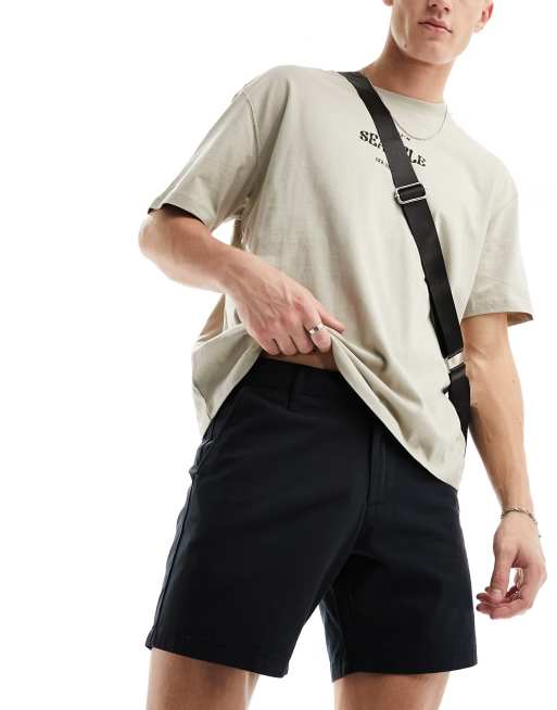 ASOS DESIGN - Short chino slim extensible - Noir