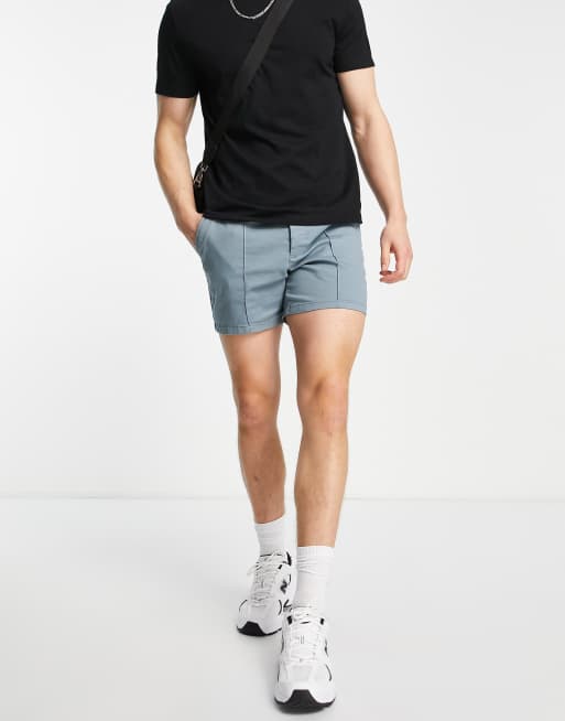 ASOS DESIGN - Short chino slim ourt à plis nervurés - Bleu , 4 de 4