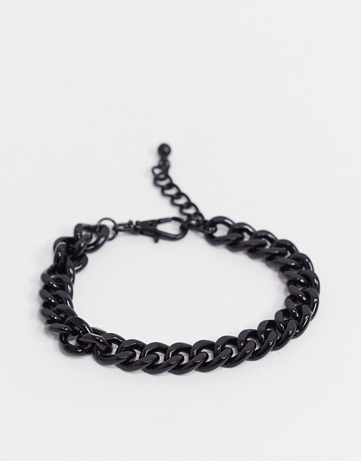 ASOS DESIGN chunky 10mm chain bracelet in shiny black