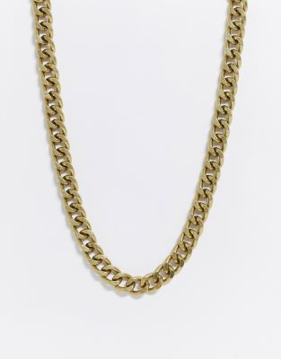 ASOS DESIGN SHORT CHUNKY 10MM NECKCHAIN IN BURNISHED GOLD TONE,SJ-1-901147-G