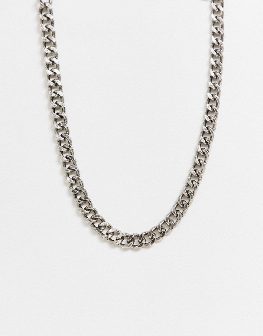 ASOS DESIGN short chunky chain in burnished silver tone