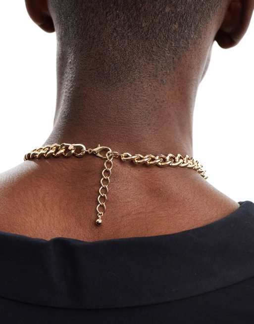 ASOS DESIGN short chunky chain necklace in gold tone 