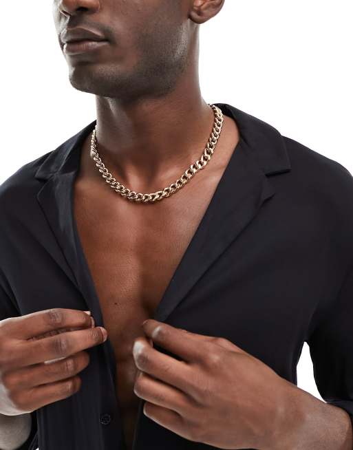 ASOS DESIGN short chunky chain necklace in gold tone 