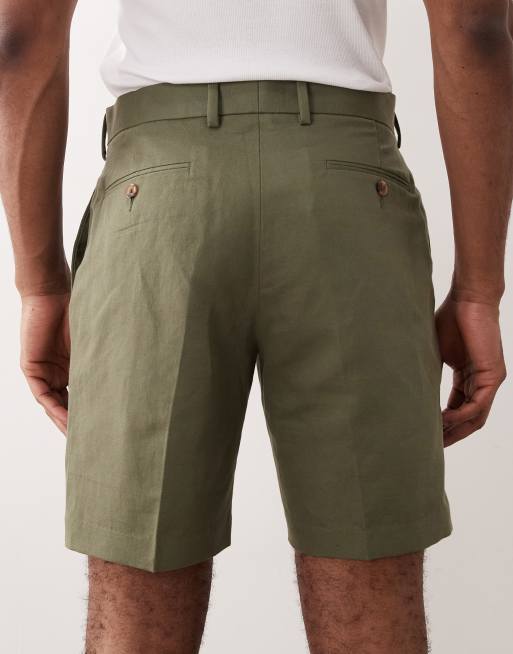 ASOS DESIGN - Short classique habillé en lin majoritaire - Vert olive , 4 de 5