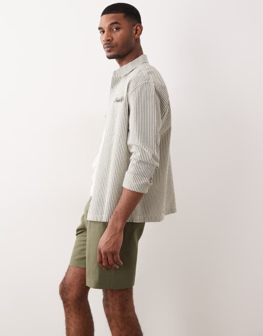 ASOS DESIGN - Short classique habillé en lin majoritaire - Vert olive , 5 de 5