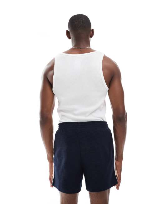 ASOS DESIGN - Short confort en tissu gaufré avec liseré contrastant - Bleu marine, 2 de 4