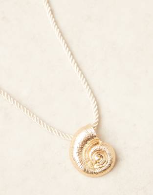 Asos Design Short Cord Necklace With Large Shell Pendant