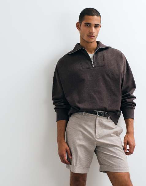 ASOS DESIGN - Short coupe classique ajustée en lin majoritaire microtexturé - Beige - view 1